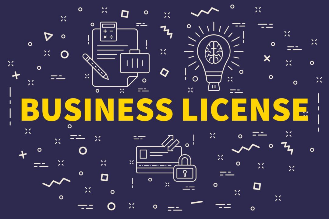 Conceptual business illustration with the words business license